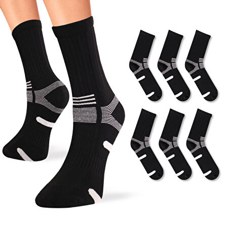 Erkek Soket, Normal Taban, Spor Çorabı Siyah, Polyamid 6'lı Set