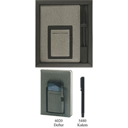 VIP Hediyelik Set - Defter ve Kalem - (2’li Kurumsal Hediye Seti) - 4205 Füme