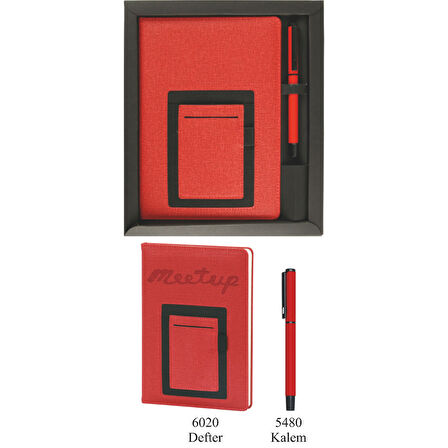 VIP Hediyelik Set - Defter ve Kalem - (2’li Kurumsal Hediye Seti) - 4205 Kırmızı