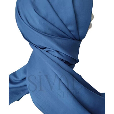 Saks Mavisi Düz koton şal 924
