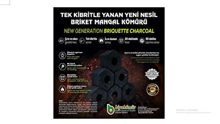 Biochar Tek Kibritle Yanan Yeni Nesil Briket Mangal Kömürü Koku ve İs Yok