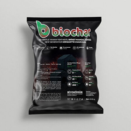 Biochar Tek Kibritle Yanan Yeni Nesil Briket Mangal Kömürü Koku ve İs Yok