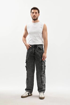 Erkek Kargo Cepli Jean Pantolon