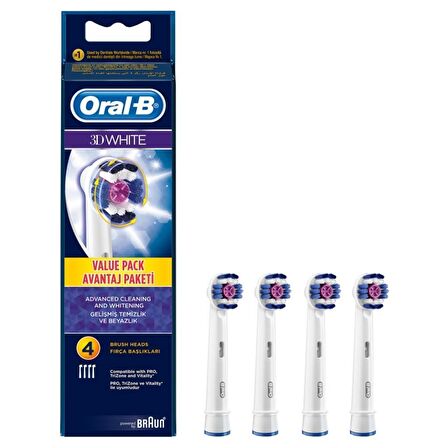 Oral-B Vitality 100 3D White 4'lü Şarjlı Diş Fırçası Yedeği