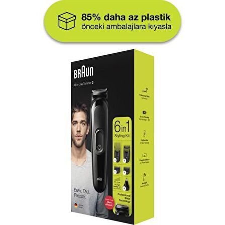 Braun MGK 3220 5 Başlıklı Kablosuz Kuru Ensa-Sakal-Vücut 6 in 1 Çok Amaçlı Tıraş Makinesi 