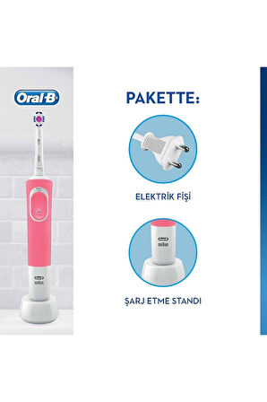 Oral-B D100 Şarj Edilebilir Diş Fırçası 3 Boyutlu Beyazlık Pembe