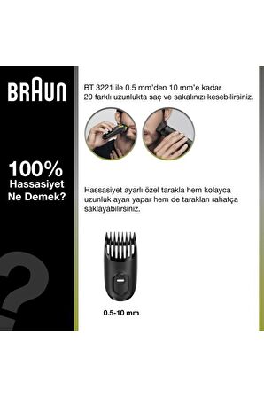 Braun BT 3221 Kablosuz Kuru Saç-Sakal Çok Amaçlı Tıraş Makinesi 