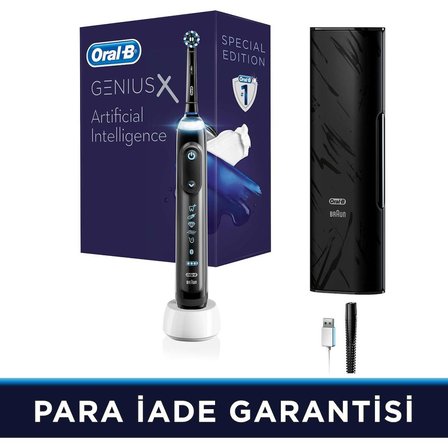 Oral-B Genius X AI Art of Brushing Black Şarj Edilebilir Diş Fırçası + Seyahat Kabı