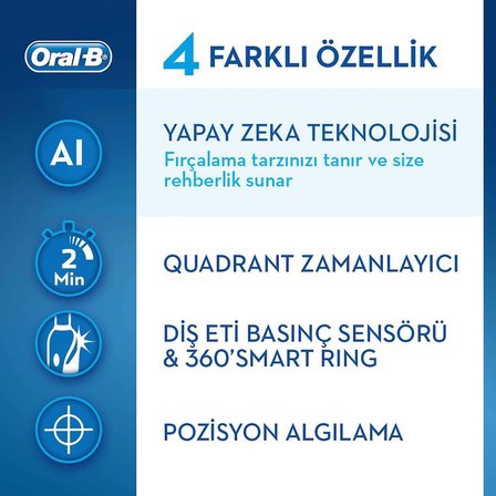 Oral-B Genius X AI Art of Brushing Black Şarj Edilebilir Diş Fırçası + Seyahat Kabı