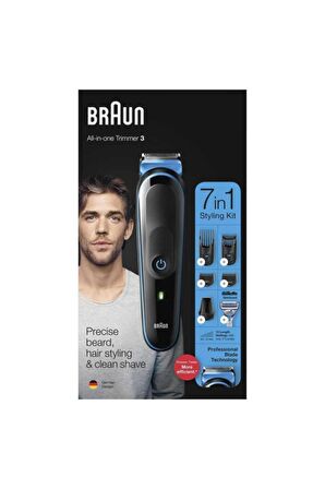 Braun MGK 3242 6 Başlıklı Kablolu+Kablosuz Kuru Saç-Sakal 7 in 1 Çok Amaçlı Tıraş Makinesi & Gilette Hediye 