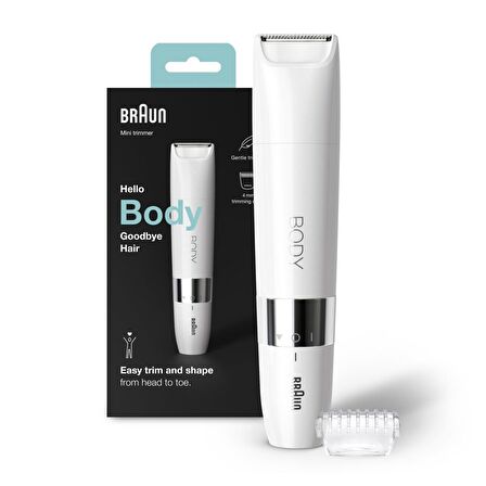 Braun Body Mini Trimmer BS1000 Islak&Kuru Vücut Tüy Kesme Makinesi + Pil&Temizleme Fırçası