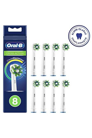 Oral-B Cross Action Cleanmaximizer 8'li Şarjlı Diş Fırçası Yedeği