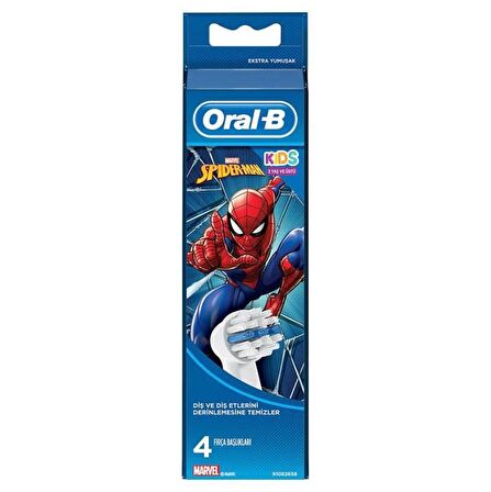 Oral-B Kids Spiderman 4'lü Çocuk Şarjlı Diş Fırçası Yedeği