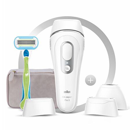 Braun Silk Expert Pro 3 PL3233 300.000 Atımlı, 3 Başlıklı Yeni Nesil IPL + Seyahat Çantası