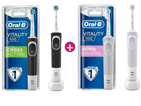 Oral-B Vitality 100 Cross Action & Sensi Ultra Thin Şarjlı Diş Fırçası 2'li