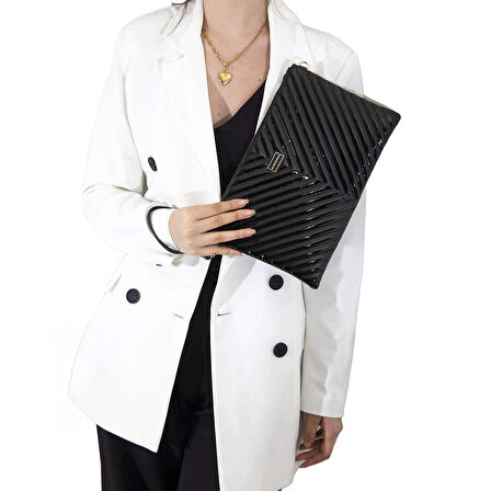 Silver Polo  Kadın Portföy Çantası 1034-42104 SILVER POLO CLUTCH M152 RUGAN SİYAH-V RUGAN SİYAH