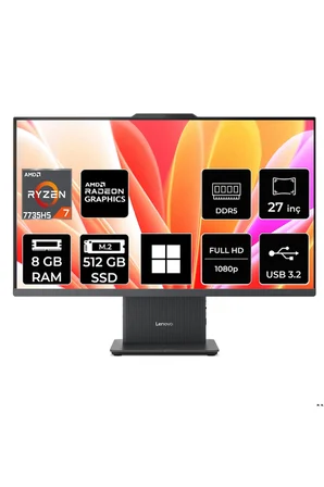 IdeaCentre 27ARR9 Ryzen 7 7735HS 8GB RAM 512GB SSD 27" FHD W11H All in One Bilgisayar