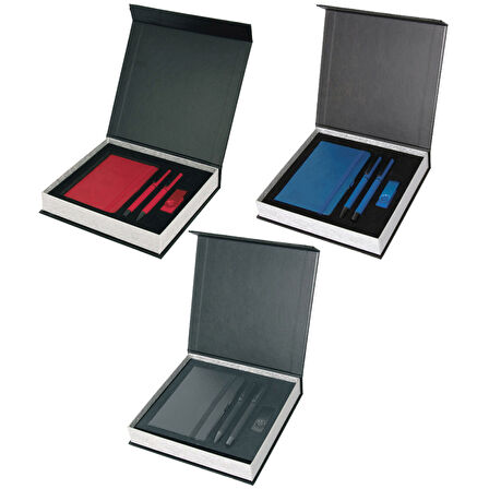 VIP Hediyelik Set - Defter, Kalem ve USB Bellek - (3’lü Kurumsal Hediye Seti) - 4210 Siyah