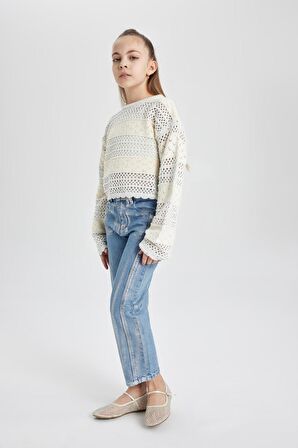 DeFacto Kız Çocuk Wide Leg Geniş Bol Paça Jean Pantolon C1988A824SPNM55