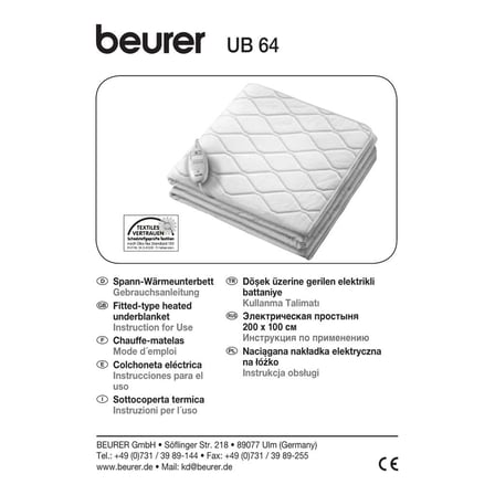 Beurer UB 64 Isıtmalı Yatakaltı Kaymayı Önleyici Lastikli