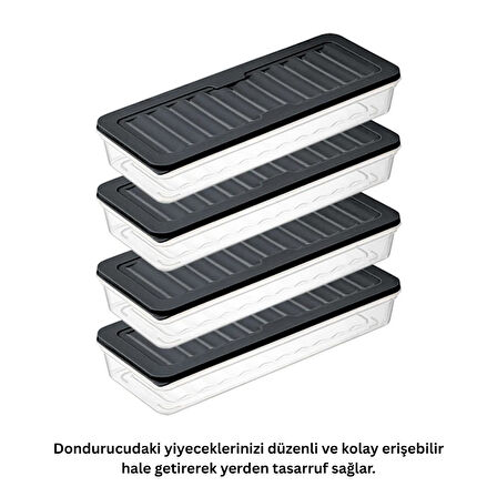 bigmate BGMT1515 4'lü Şeffaf Saklama Kabı 4x1 Lt Mikrodalga Buzdolabı ve Dondurucu Uyumlu Düzenleyici