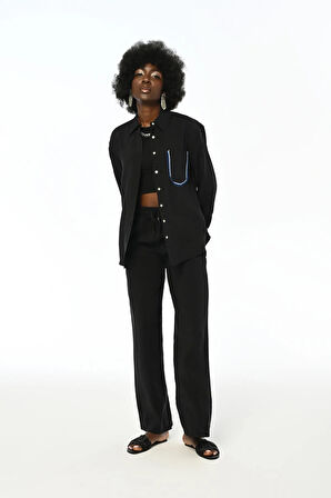 KADIN TEK CEPLİ RAHAT KALIP GÖMLEK