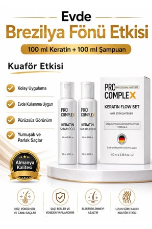 keratin Set 2 Kullanımlık Evde Keratin Bakım ve Saç Düzleştirme Seti 2x100 ml şampuan ve düzleştirme ürünü