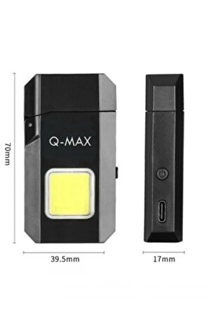 Mini Cob Led Işıklı Type-C Şarjlı Elektronik Gazsız Çakmak, Taşınabilir El Feneri