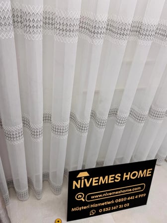 NİVEMESHOME 2075 MELODİ  V-GRİ  1/3 PİLELİ  BAMBU TÜL PERDE