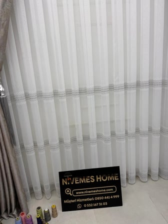 NİVEMESHOME 2075 MELODİ  V-GRİ  1/3 PİLELİ  BAMBU TÜL PERDE
