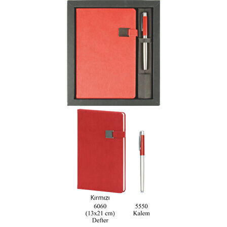 VIP Hediyelik Set - Defter ve Kalem - (2’lİ Kurumsal Hediye Seti) - 4215 KIRMIZI