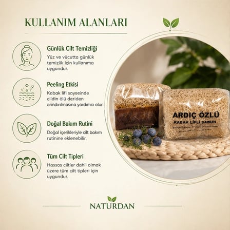 Ardıç Özlü Kabak Lifli Sabun Doğal El Yapımı 100g-3adet