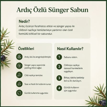 Ardıç Özlü Sünger Sabun Doğal El Yapımı 100g-9 adet