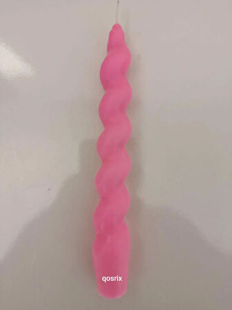 qosrix Pudra Pembe Italyan Burgulu Şamdan Soya Mumu Doğal Kokulu Uzun Çubuk Konik Burgu Spiral Mum 1 Adet