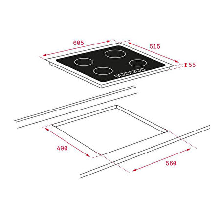 Teka Siyah İndüksiyonlu Ankastre Set ( TVT 60 Davlumbaz - İKNOB IT 6450 İndüksiyon Ocak- HLB 840 SS Fırın)
