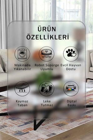 Yıkanabilir Kaymaz Taban Dijital Baskılı Halı ve Yolluk – Leke Tutmaz Salon & Mutfak Halısı
