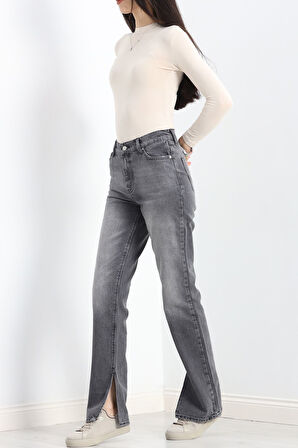 Paça Yırtmaçlı Straight Jean Füme - 20633.1590.