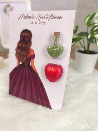 Pamuğum Atelier Mini Kalp Şişeli Kına Hediyelik (15 Adet)