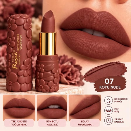 ROSE HATTE LIPSTICK COLOR SHOW MAT KAHVERENGİ RUJ