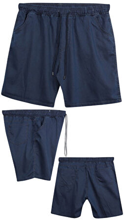 Büyük Beden 120 - 157 Kilo Arası İçin Uygun Bedenli Erkek Likralı Bağcıklı Kot Şort