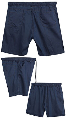 Büyük Beden 120 - 157 Kilo Arası İçin Uygun Bedenli Erkek Likralı Bağcıklı Kot Şort