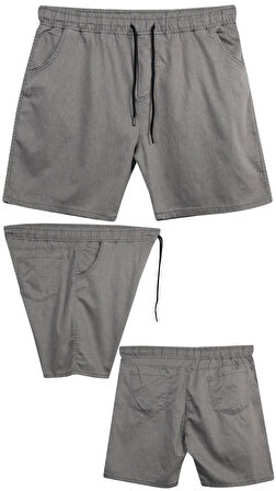 Büyük Beden 120 - 157 Kilo Arası İçin Uygun Bedenli Erkek Likralı Bağcıklı Kot Şort