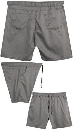 Büyük Beden 120 - 157 Kilo Arası İçin Uygun Bedenli Erkek Likralı Bağcıklı Kot Şort