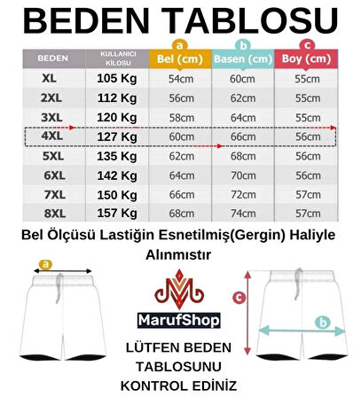 Büyük Beden 120 - 157 Kilo Arası İçin Uygun Bedenli Erkek Likralı Bağcıklı Kot Şort