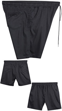 Büyük Beden 120 - 157 Kilo Arası İçin Uygun Bedenli Erkek Likralı Bağcıklı Kot Şort