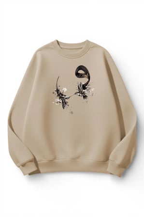 Unisex Yumuşak Dokulu Tasavvuf Baskılı Tasarım Oversize 3 İplik Bisiklet Yaka Sweatshirt