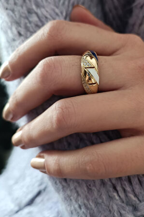 Sarı Altın Bombeli Mine Detaylı Altın Yüzük