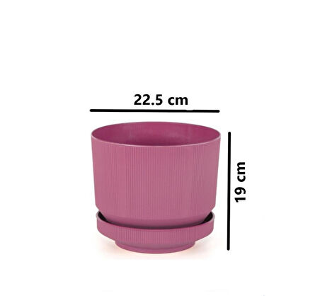 Omnipazar SO-S283 Dekoratif Tabaklı Lüks Çizgi Desenli Saksı 6 Litre