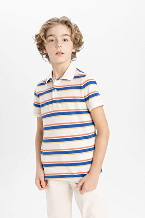 DeFacto Erkek Çocuk Çizgili Pike Kısa Kollu Polo Tişört B6151A824SMER99