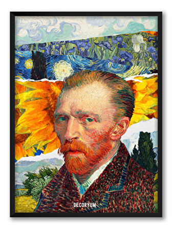 Van Gogh Tasarım Çerçeveli Poster Tablo Hediye Duvar Aksesuarı Sanatsal Ressam Tablo